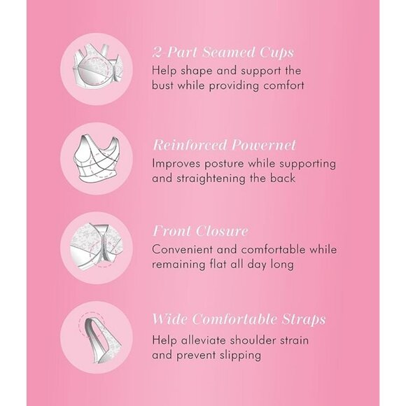 Exquisite Form Fully Front Close with Lace Posture Bra 5100565 Black 38D NWOT - Picture 5 of 5